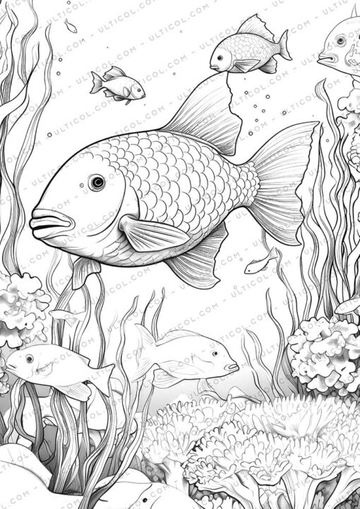 Sea Animal Grayscale Coloring Pages
