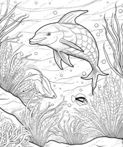 Sea Animal Grayscale Coloring Pages