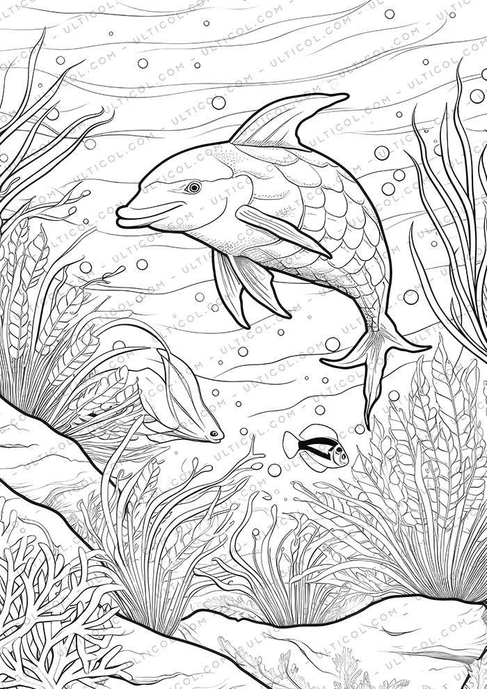 Sea Animal Grayscale Coloring Pages