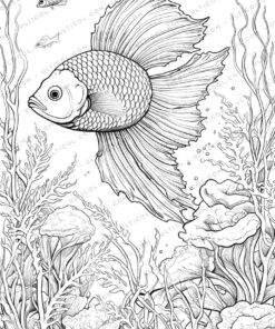 Sea Creatures Grayscale Coloring Pages