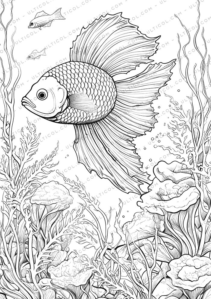 Sea Creatures Grayscale Coloring Pages