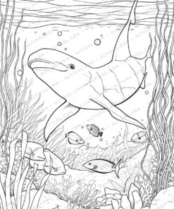 Sea Creatures Grayscale Coloring Pages