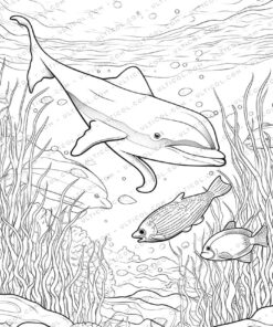 Sea Creatures Grayscale Coloring Pages