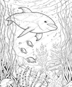 Sea Creatures Grayscale Coloring Pages