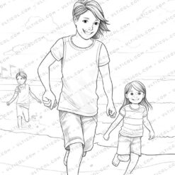 Fashion Beach Grayscale Coloring Pages