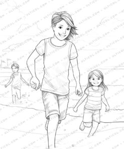 Fashion Beach Grayscale Coloring Pages