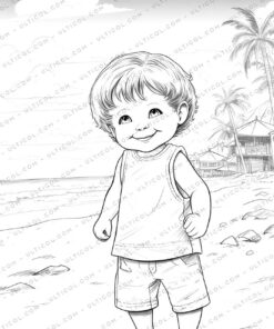 Fashion Beach Grayscale Coloring Pages