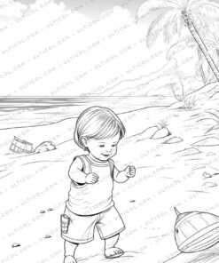Fashion Beach Grayscale Coloring Pages