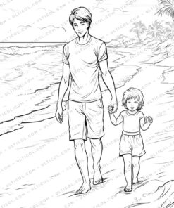 Fashion Beach Grayscale Coloring Pages