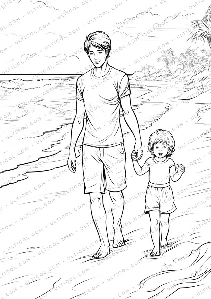 Fashion Beach Grayscale Coloring Pages