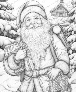 Santa Claus Grayscale Coloring Pages