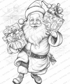 Santa Claus Grayscale Coloring Pages