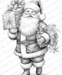 Santa Claus Grayscale Coloring Pages