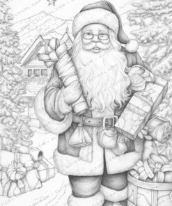 Santa Claus Grayscale Coloring Pages