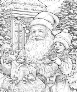 Santa Claus Grayscale Coloring Pages