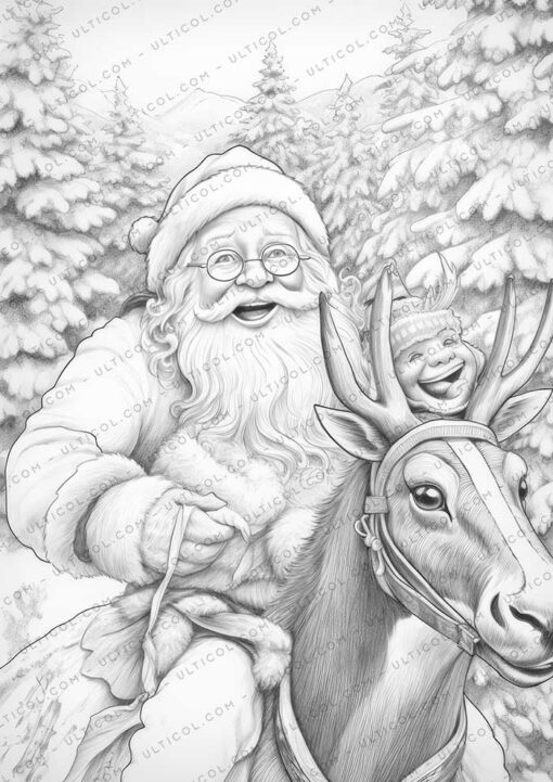 Santa Claus Grayscale Coloring Pages