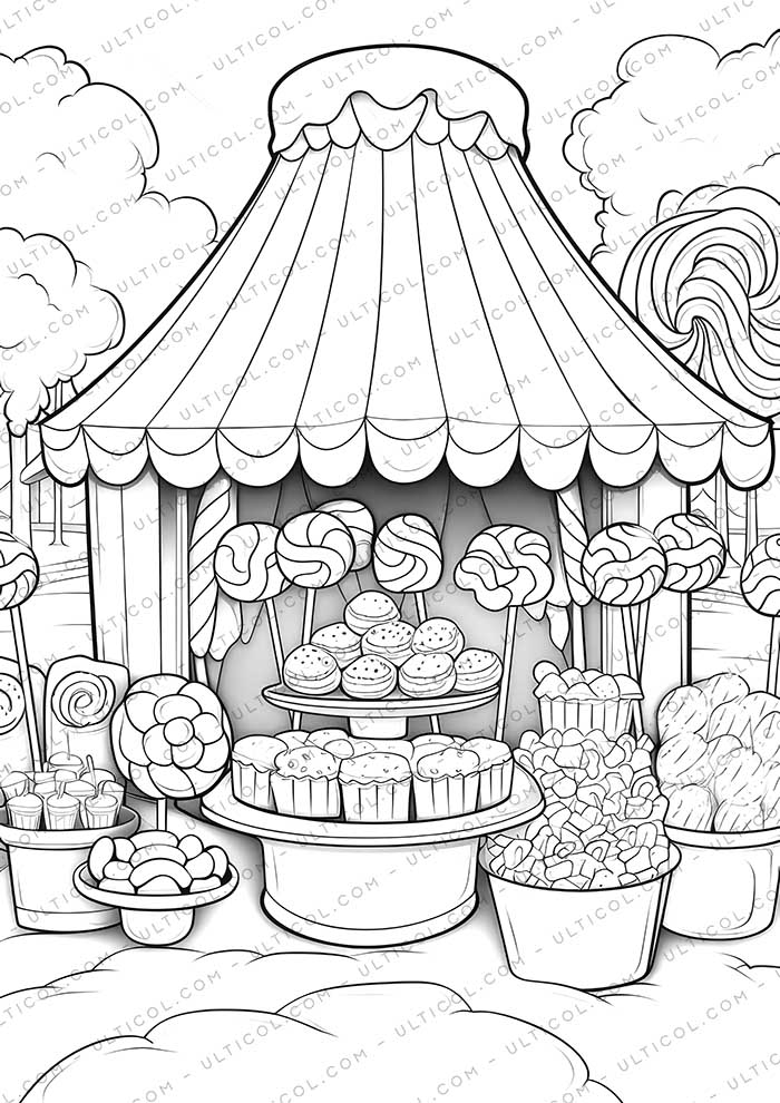 Candy Grayscale Coloring Pages