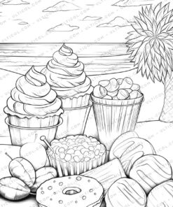 Candy Grayscale Coloring Pages