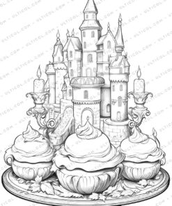 Sweets Grayscale Coloring Pages