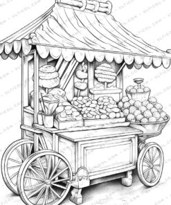 Sweets Grayscale Coloring Pages