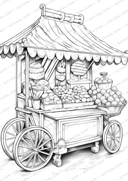 Sweets Grayscale Coloring Pages