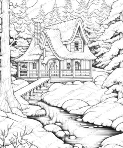 Classic House Grayscale Coloring Pages