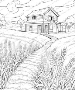 Classic House Grayscale Coloring Pages
