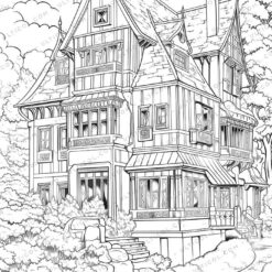 Classic House Grayscale Coloring Pages