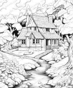 Classic House Grayscale Coloring Pages