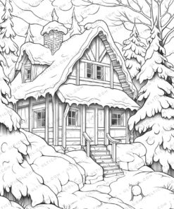 Classic House Grayscale Coloring Pages