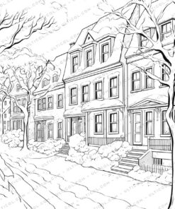 Colorful House Grayscale Coloring Pages