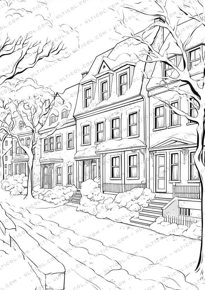 Colorful House Grayscale Coloring Pages