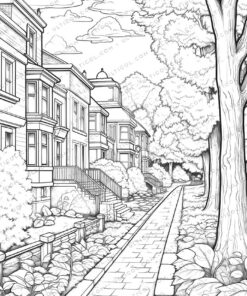 Colorful House Grayscale Coloring Pages