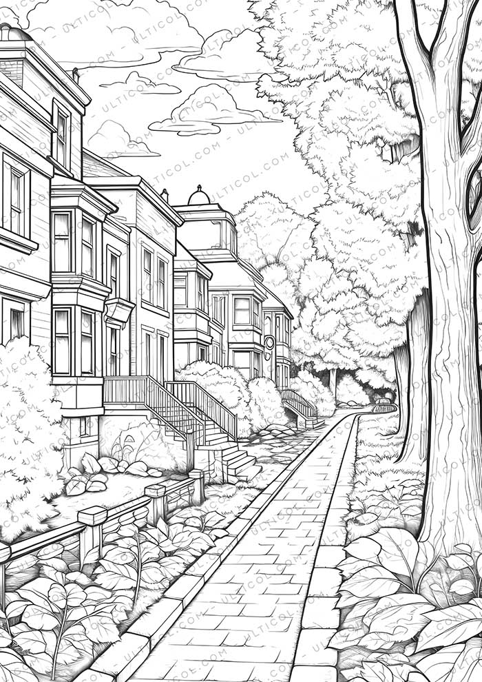 Colorful House Grayscale Coloring Pages