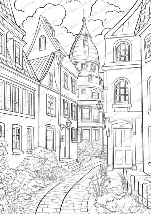 Colorful House Grayscale Coloring Pages
