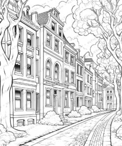 Colorful House Grayscale Coloring Pages