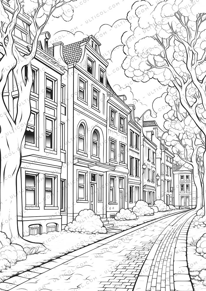 Colorful House Grayscale Coloring Pages
