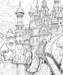 Unique Architectural Grayscale Coloring Pages