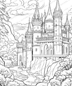 Unique Architectural Grayscale Coloring Pages