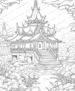 Unique Architectural Grayscale Coloring Pages