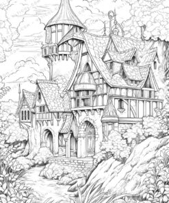Unique Architectural Grayscale Coloring Pages
