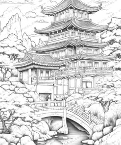 Unique Architectural Grayscale Coloring Pages