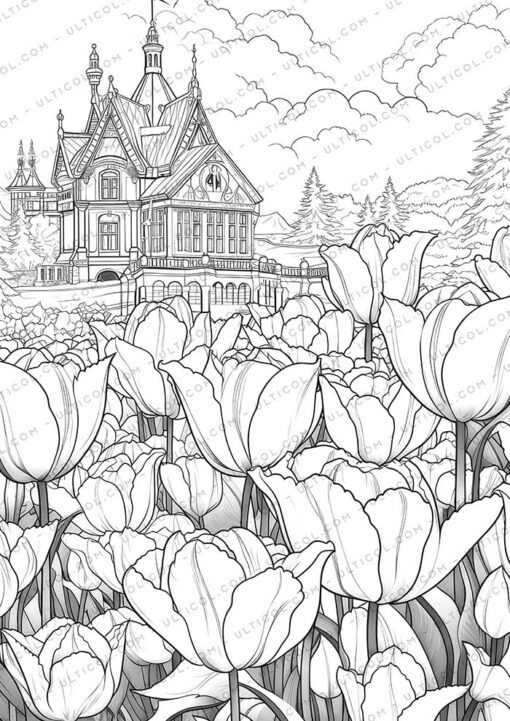 Unique Architectural Grayscale Coloring Pages