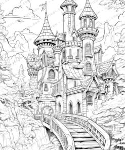 Unique Architectural Grayscale Coloring Pages