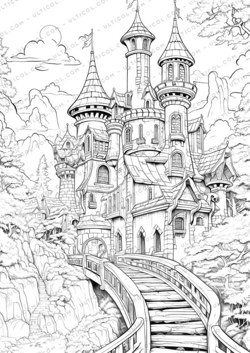 Unique Architectural Grayscale Coloring Pages