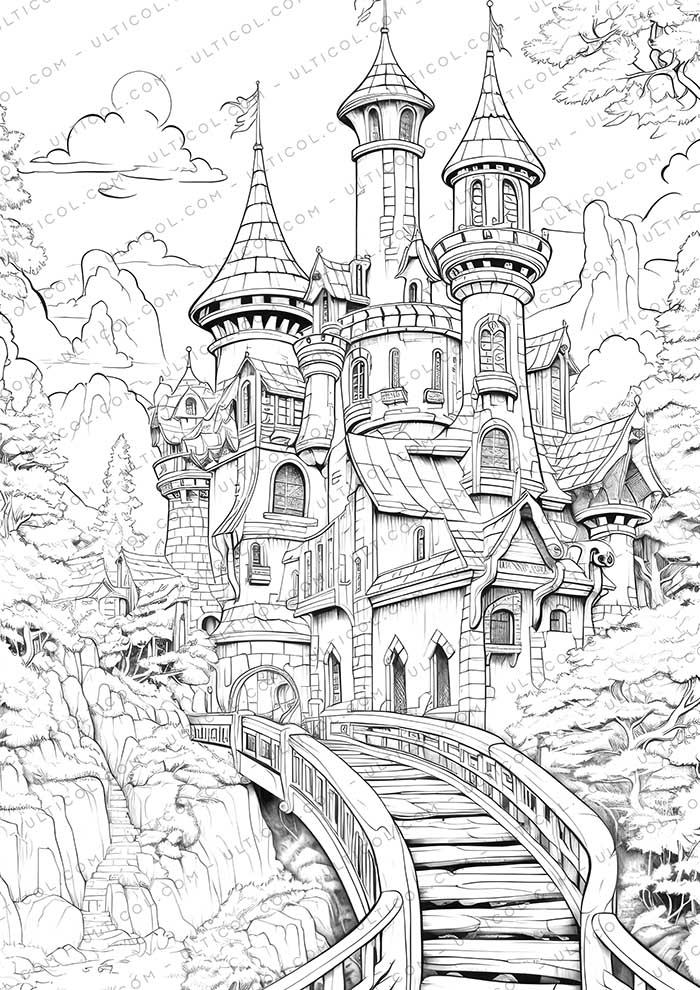 Unique Architectural Grayscale Coloring Pages