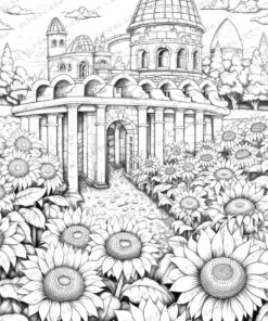Unique Architectural Grayscale Coloring Pages