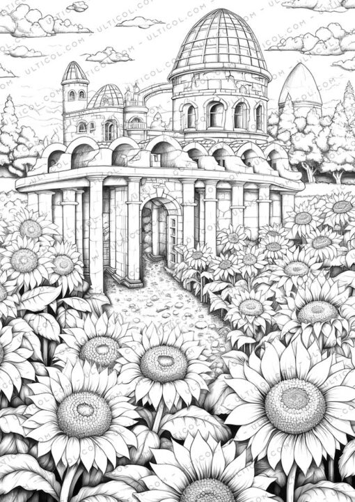 Unique Architectural Grayscale Coloring Pages