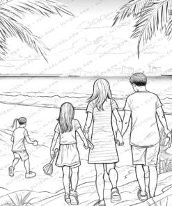 Beach Fashion Grayscale Coloring Pages