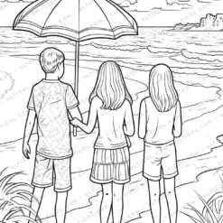 Beach Fashion Grayscale Coloring Pages